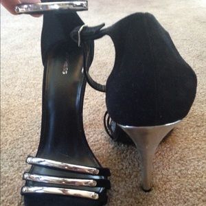 Black Silver Express Heels