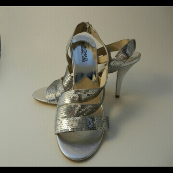 Farris Sliver Sequined Strap Dress Sandals Heels - Picture 2 of 4