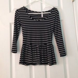 black and white peplum top.