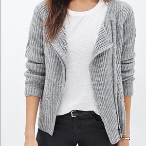 Forever21 ribbed asymmetrical zipper cardigan