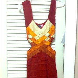 Burnt orange bandage dress!