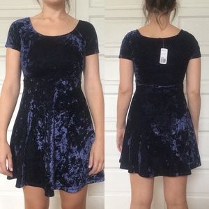 Blue velvet baby doll dress