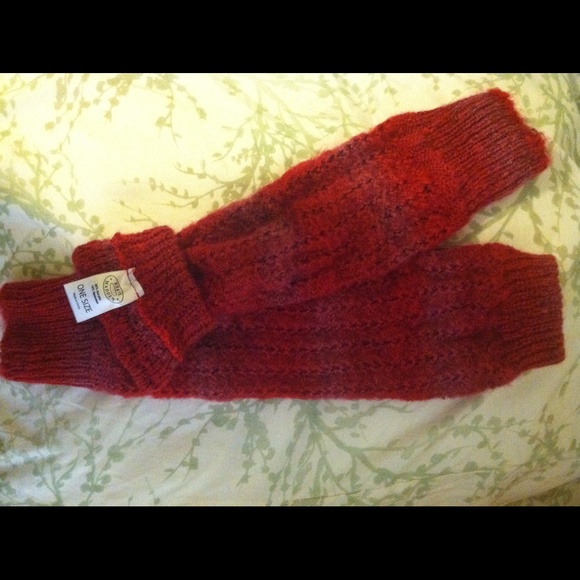 Red and fuchsia leg warmers