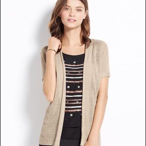 Ann Taylor Open Stitch short sleeve cardi, Sandbar