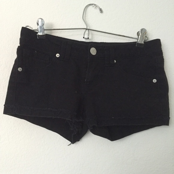 Simple black denim shorts
