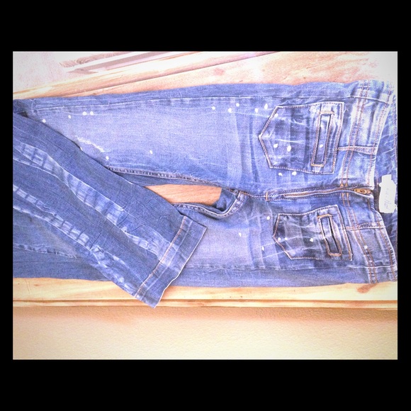Blue Pearl by ABS "paint splatter flare leg jean" - Picture 1 of 4