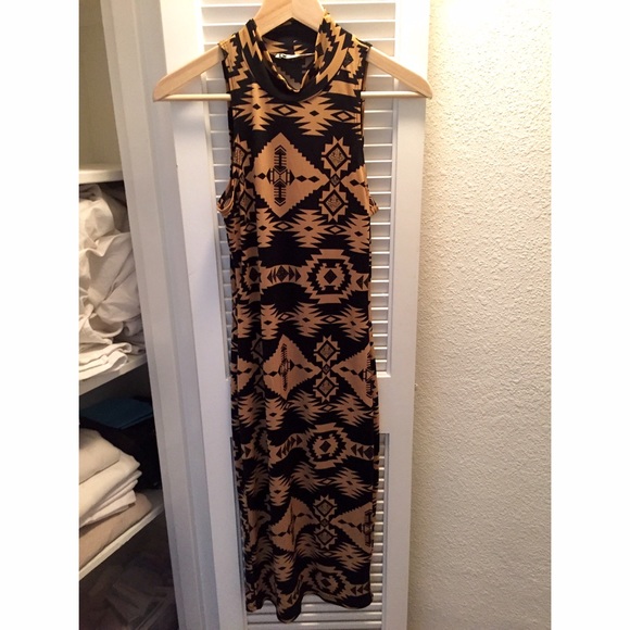 Aztec Printed Sleeveless Turtleneck Dress - Size S
