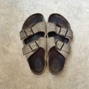 Taupe suede Arizona Birks
