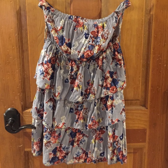 Short, strapless floral dress