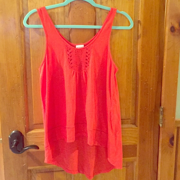 Coral high low hem tank top