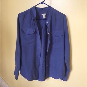 Blue Silk Button Up
