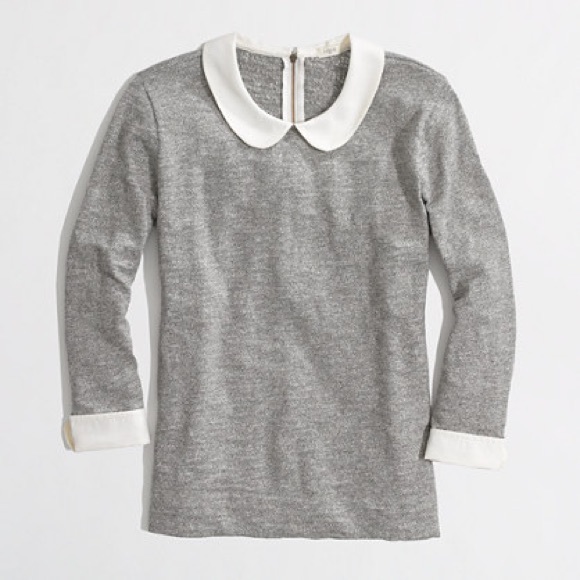 J. Crew Peter Pan Collar Tee Grey - M