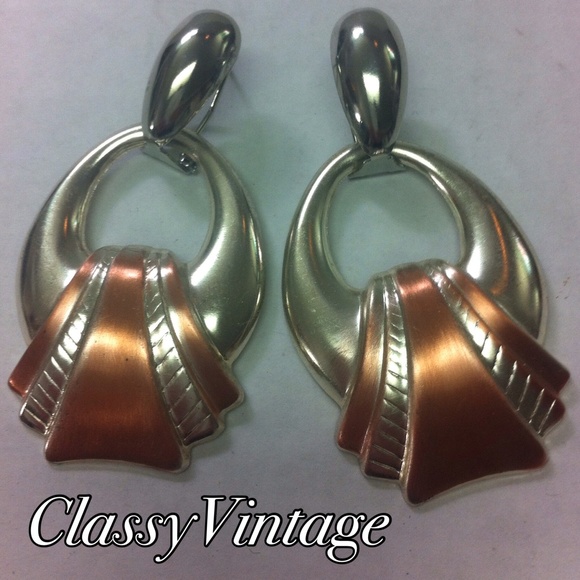 Vintage Jewelry - Pierced door knocker style earrings circa 1980's