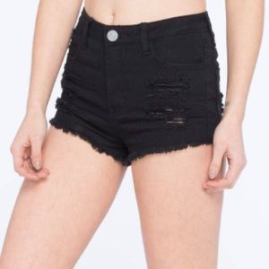 Mid-Rise Black Shorts