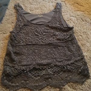 Olive green lace front tank
