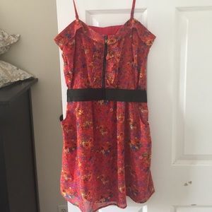 Red floral print dress