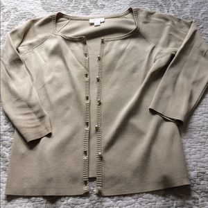 Ann Taylor tan sweater with pearl accent buttons
