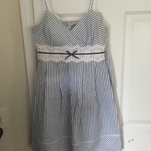 Blue and white striped dress