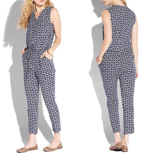 Lucky Brand Navy Patterned Jumpsuit