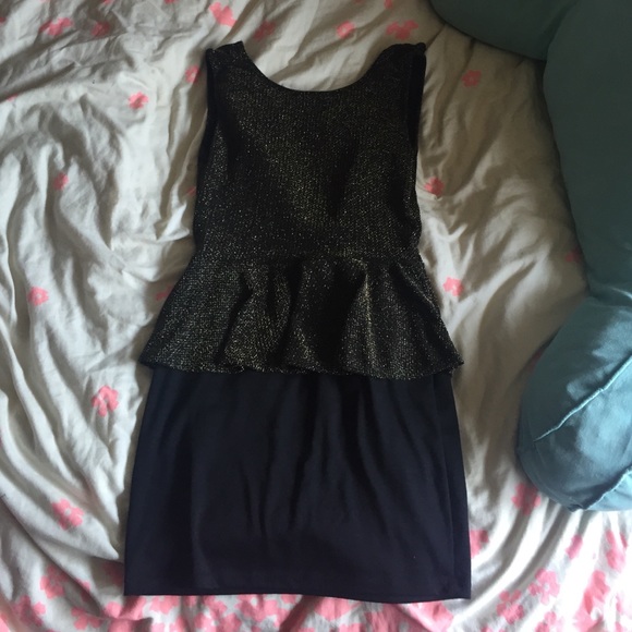 Black and gold shimmery open backed dress