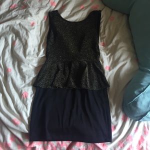 Black and gold shimmery open backed dress