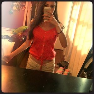 Summer peach cropped tank top