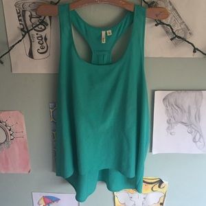 Turquoise chiffon sleeveless top