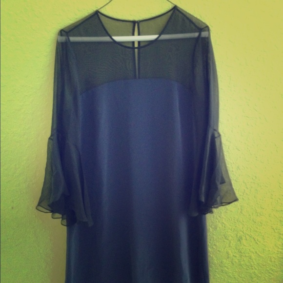 Blue and black silk dress.