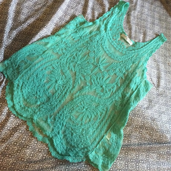 Turquoise Crochet Tank