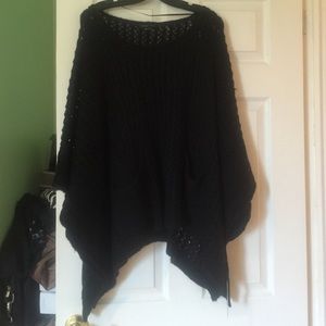 Black bcbg poncho sweater with sleeves