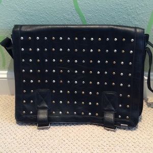 Black studded laptop bag