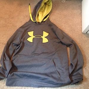 Grey and yellow under amour hoodie