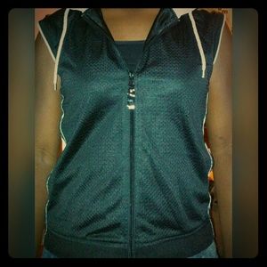 Black and White Jersey hooded vest