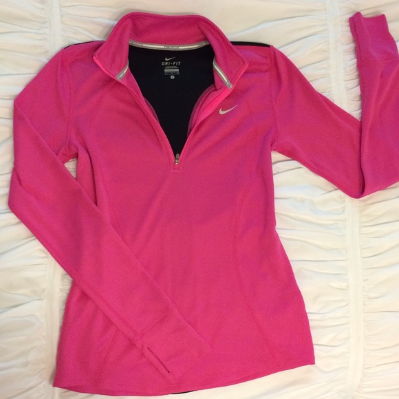 Pink and Black Nike Dri Fit Half Zip Top