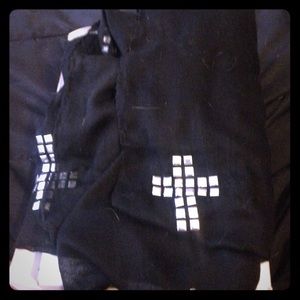 Studded cross scarf.