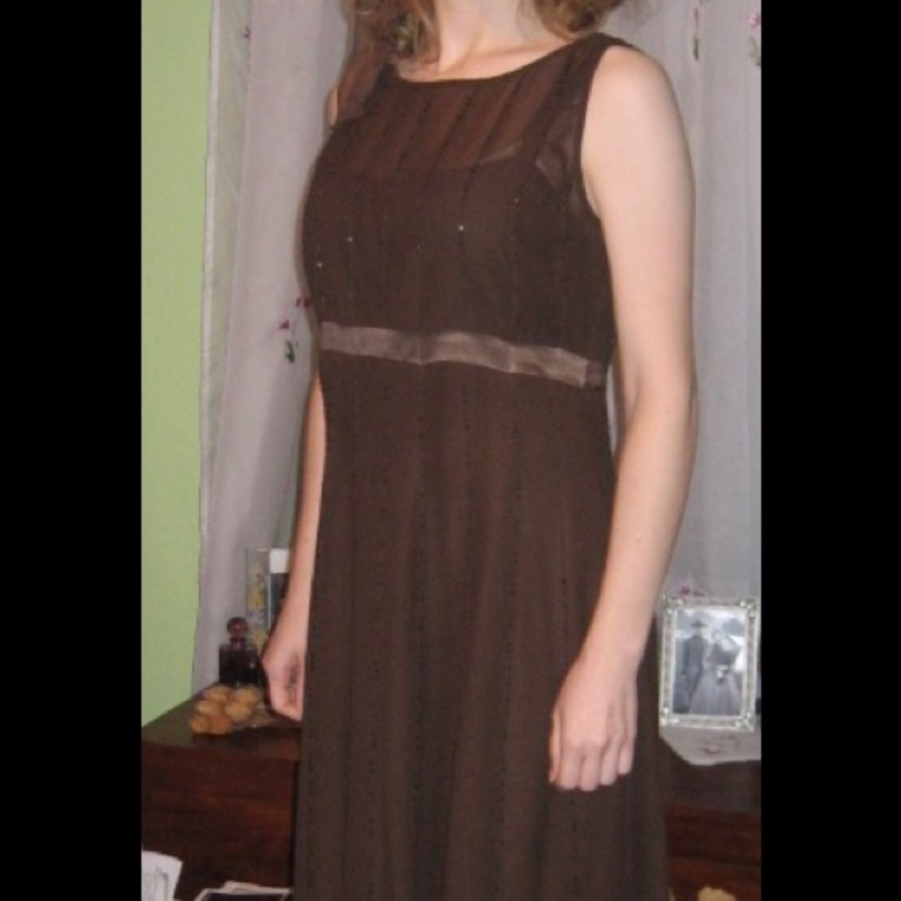 Lightweight brown silk formal gown