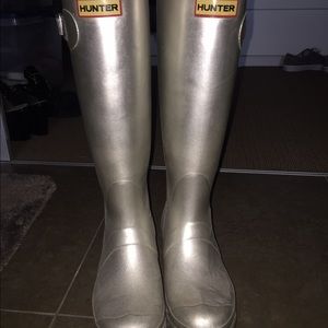 Silver hunter rain boots