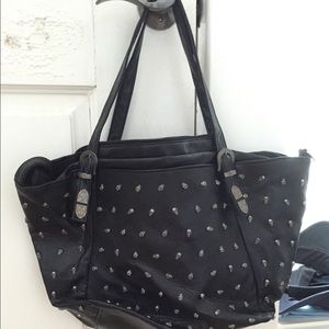 Black Skull embellished tote bag - new