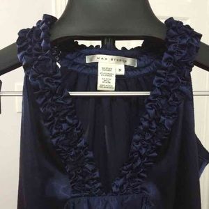Max Studio navy blue satin top