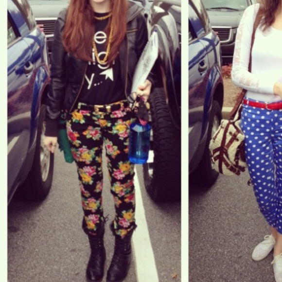 Floral skinny jeans