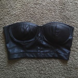 Leather corset crop top