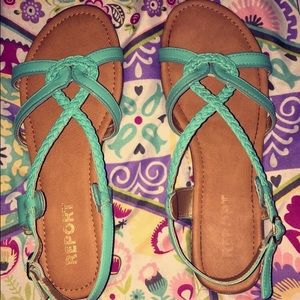 DSW teal flat sandals