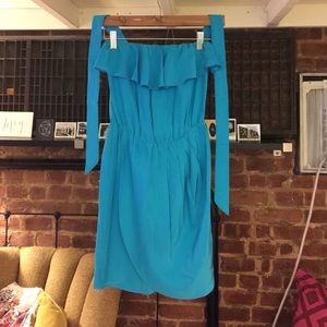 amanda uprichard electric blue silk wrap dress