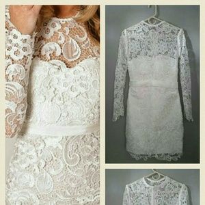 White Lace Dress with Sleeves *New w/out Tags*