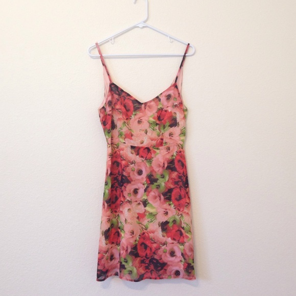 Red and Pink Floral Dress