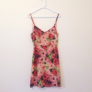 Red and Pink Floral Dress