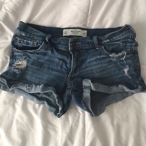 Abercrombie and Fitch low rise blue  denim shorts