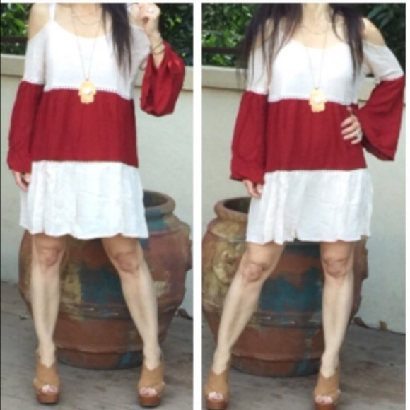 Color  block cut shoulder dress SALE - Picture 4 of 4