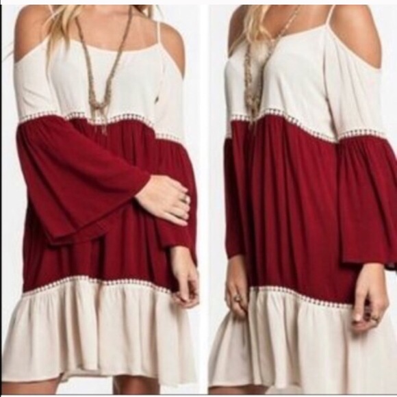 Color  block cut shoulder dress SALE - Picture 2 of 4