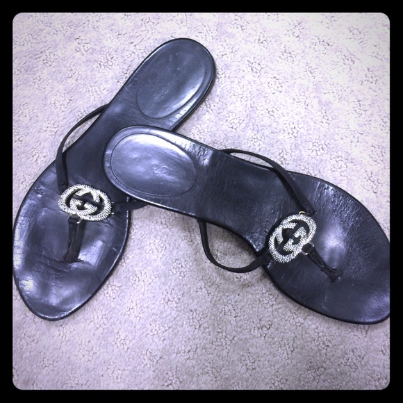 Authentic Gucci sandals with embellished stones